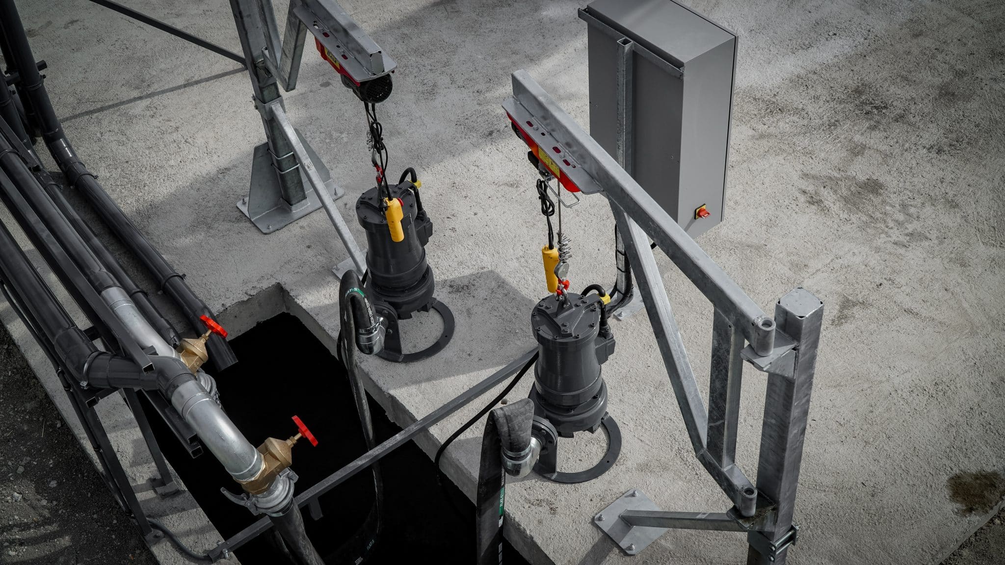 Agricultural irrigation system with pumps and pipes at Agri-Pro.