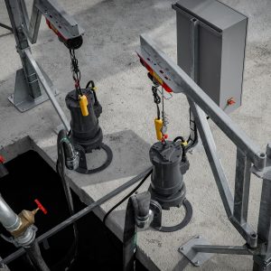 Agricultural irrigation system with pumps and pipes at Agri-Pro.