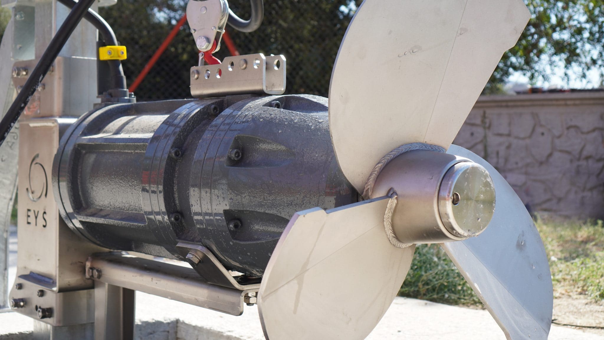 Close-up of drone propeller system for agricultural use at Agri-Pro.